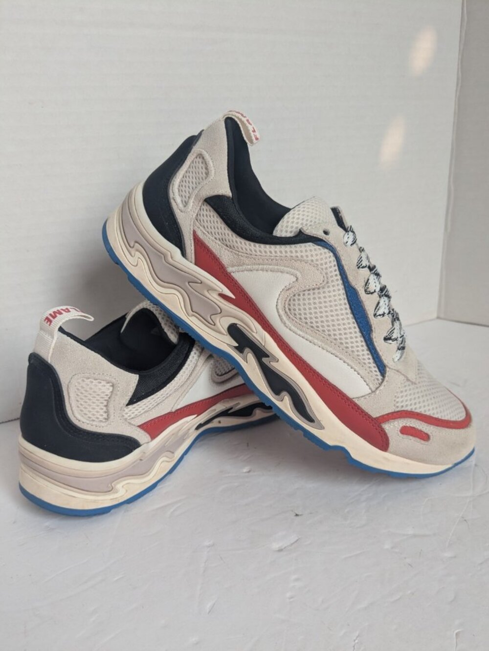 Sandro Paris Flame Sneakers Women Size 38 US 6.5 Runners White Red Blue Trainers